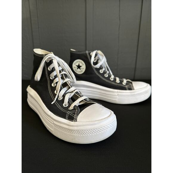 Converse Chuck Taylor All Star Move Platform High top Sneakers Black White Sz 10 - Picture 4 of 13